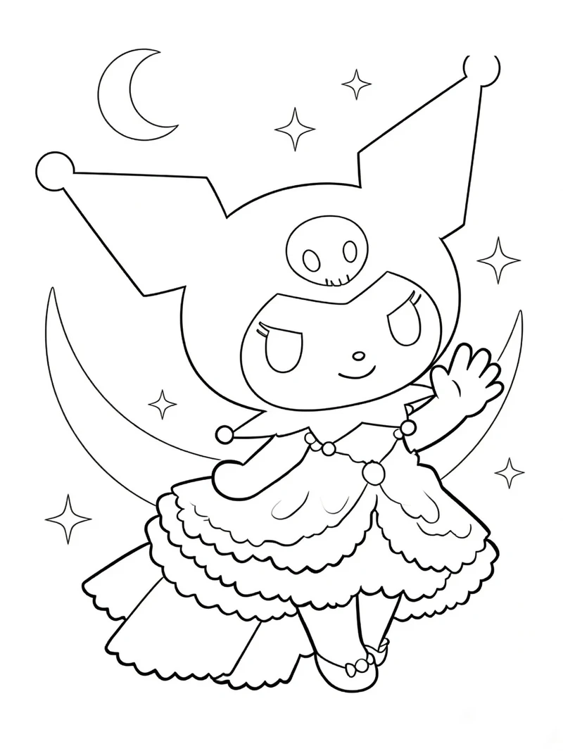 Bé mê mẩn bộ tranh tô màu Kuromi cute cho bé cực đáng yêu