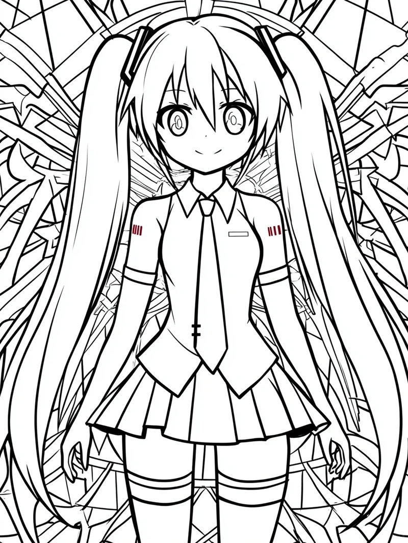 Tranh tô màu Miku Hatsune cực hot dành cho người yêu anime