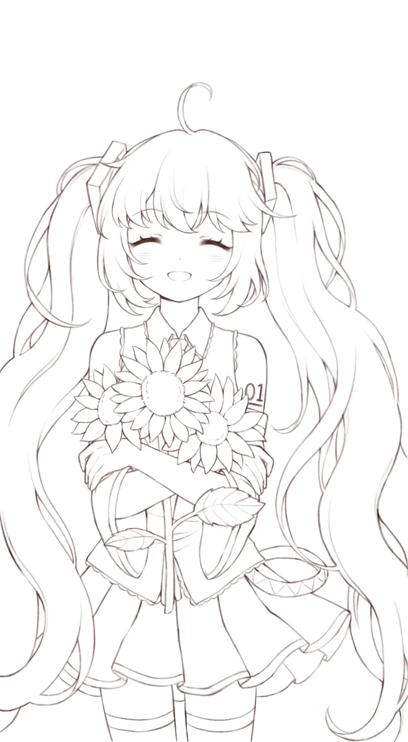 Khám phá phong cách mới với tranh tô màu Miku Hatsune nghệ thuật