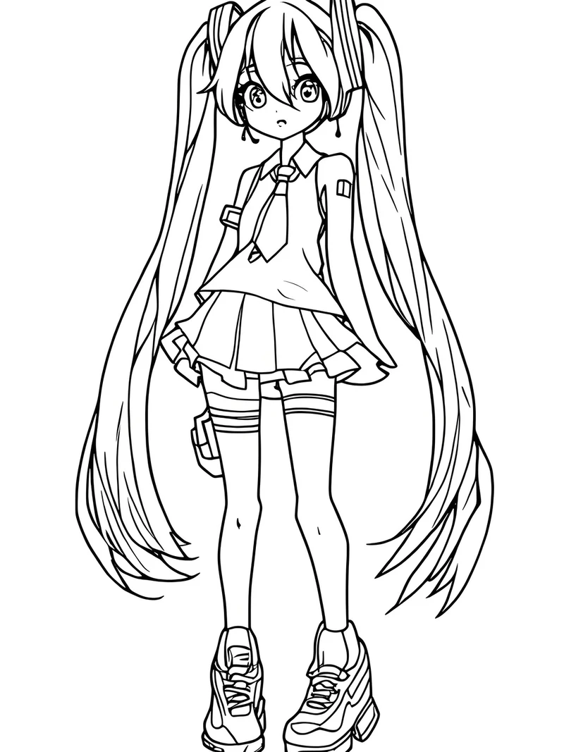 Bé thích mê bộ tranh tô màu Miku Hatsune cute cho bé siêu dễ thương