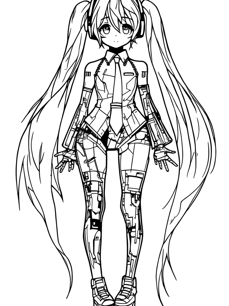 Bộ tranh tô màu Miku Hatsune HD cực nét cho fan tải về tô màu