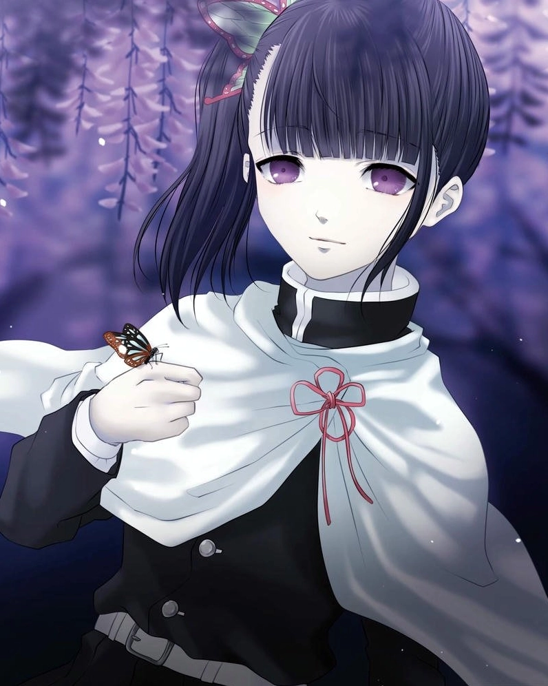 Ảnh anime Kanao bước đi nhẹ nhàng dưới mưa hoa tử đằng