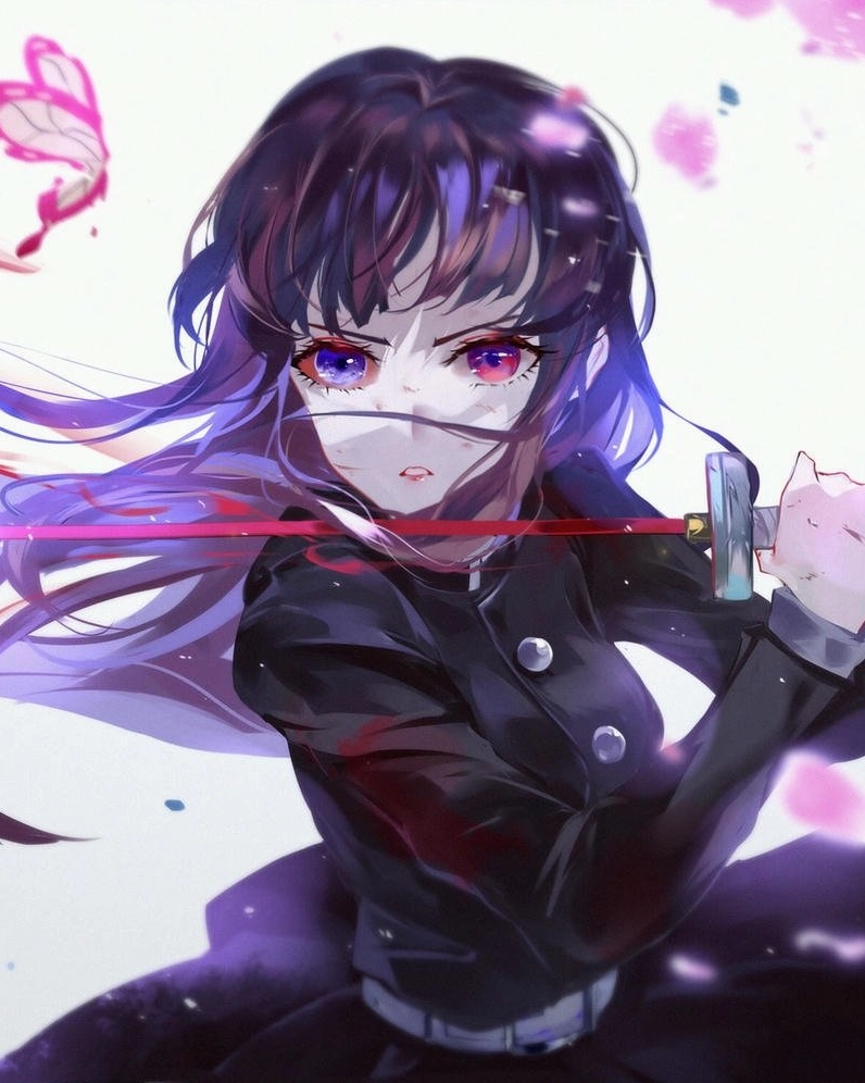 Ảnh anime Kanao cận mặt đôi mắt tím to tròn long lanh