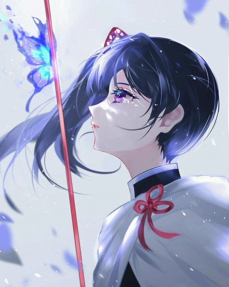 Ảnh anime Kanao góc nghiêng thần thánh cùng bướm xanh đẹp