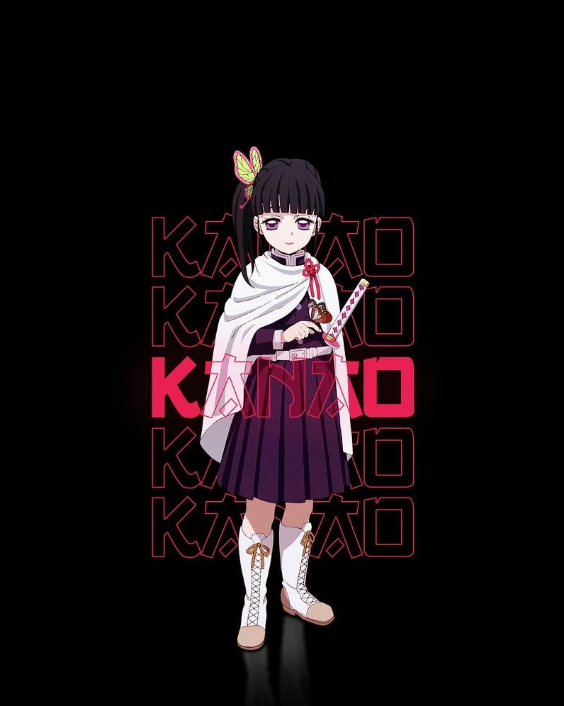 Ảnh anime Kanao nền đen chữ đỏ phong cách cực ngầu