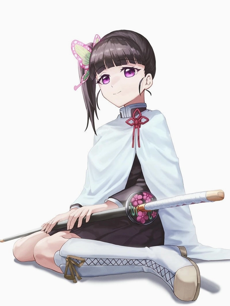 Ảnh anime Kanao ngồi thiền tĩnh lặng với thanh kiếm bên cạnh