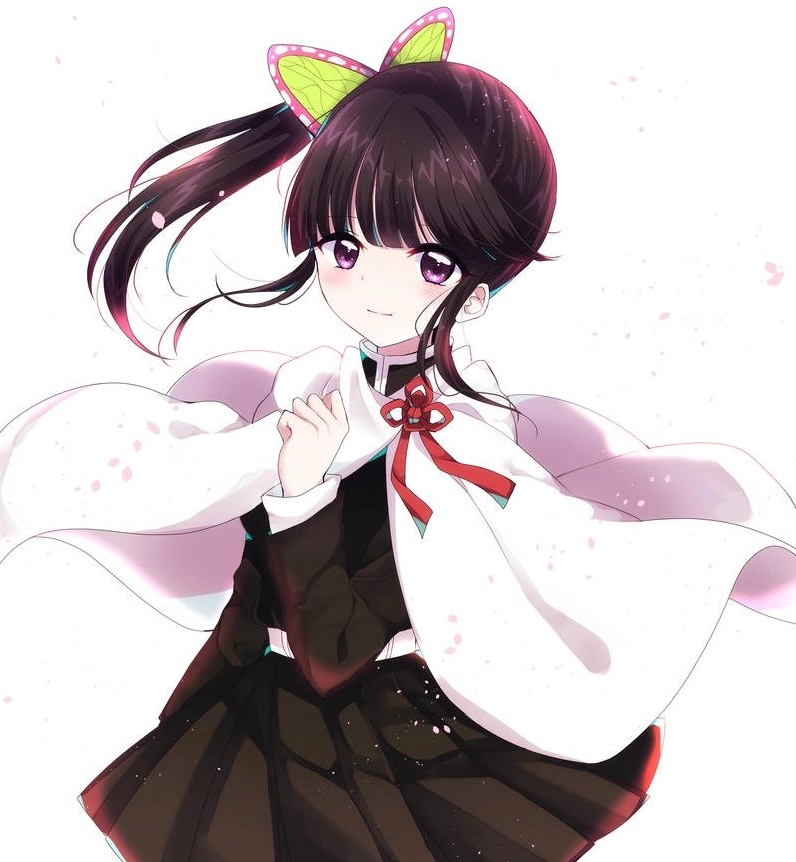 Ảnh anime Kanao toàn thân đứng trong khung hình tam giác neon