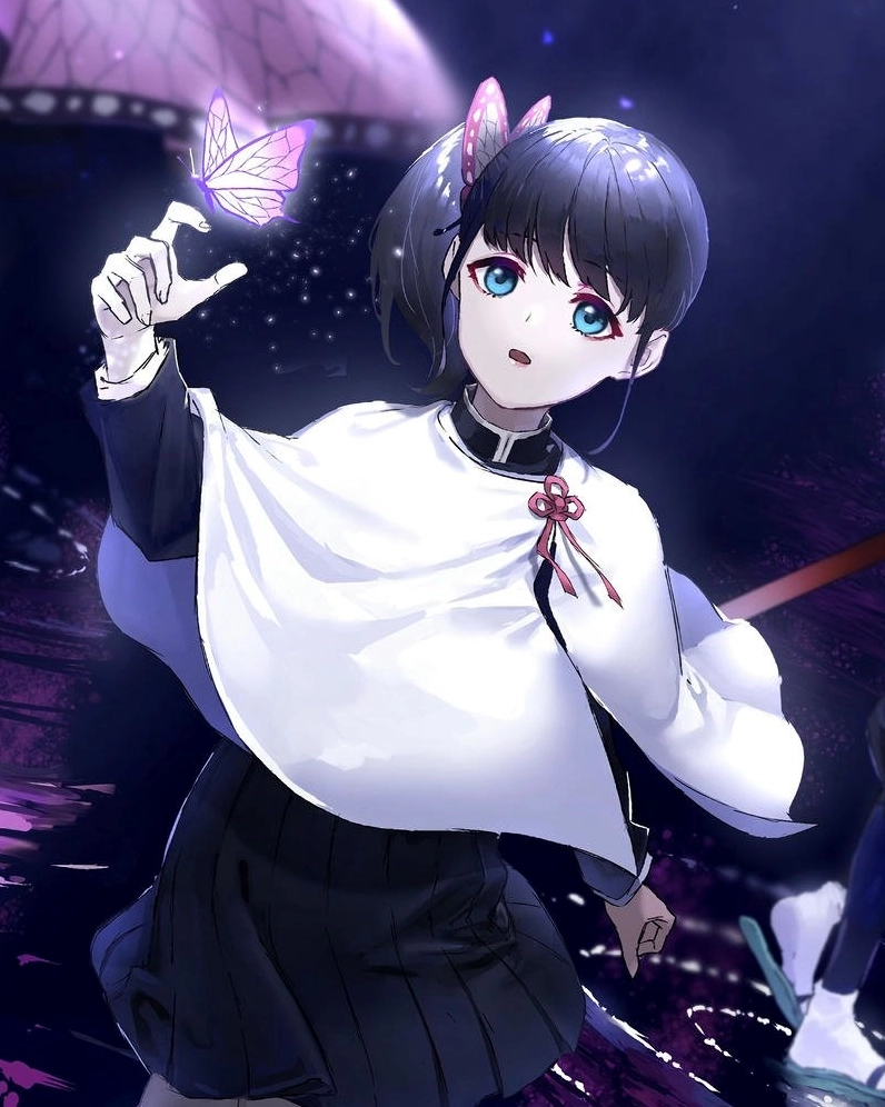 Ảnh anime Kanao vươn tay chạm vào bướm đêm phát sáng