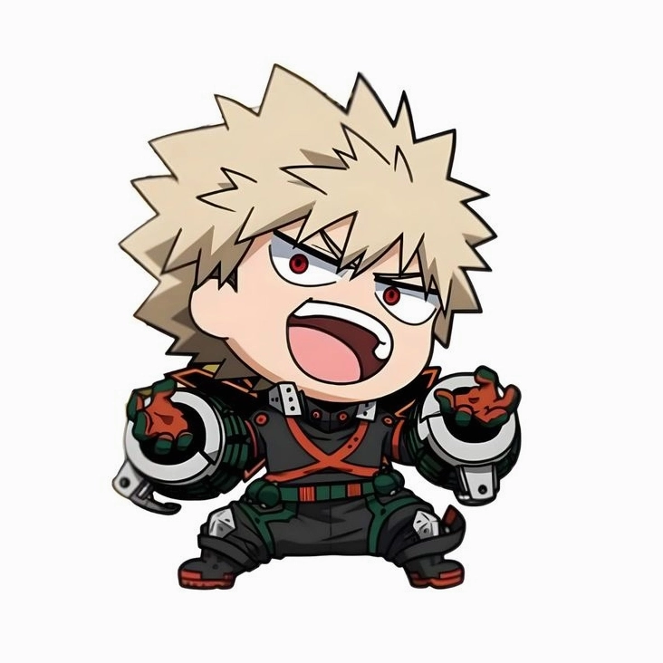 Bakugo chibi cute với khuôn mặt phụng phịu dỗi hờn