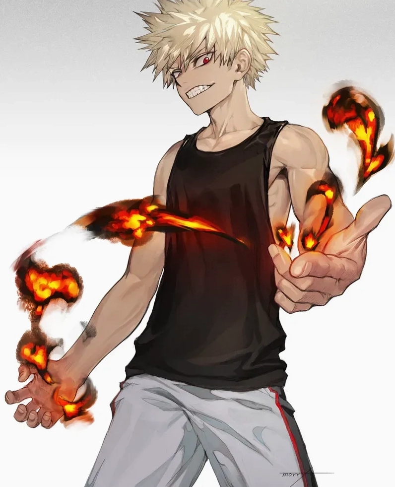 Bakugo sải bước với chiều cao lý tưởng và phong thái tự tin