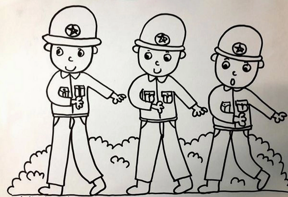 Bé tập tô màu quần áo chú bộ đội số 1 dũng cảm