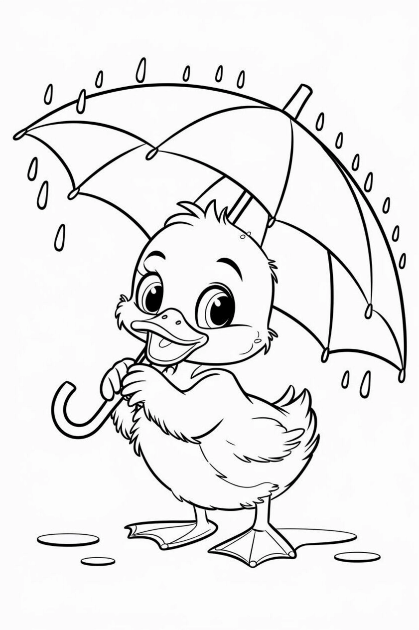 Bé tập tô màu với tranh tô màu vịt mẹ số 2 đáng yêu