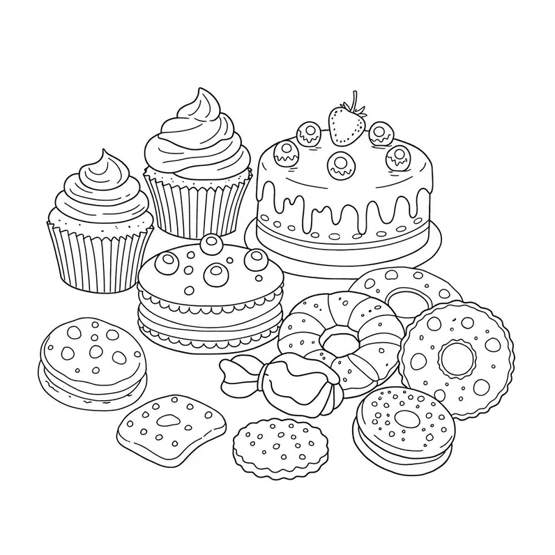 Bé vui học với chủ đề bánh kẹo tô màu dễ thương và sinh động