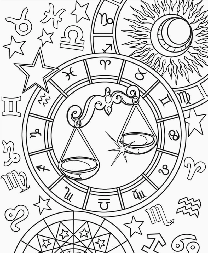 Bé yêu thích tranh tô màu 12 cung hoàng đạo chibi thiên bình xinh xắn