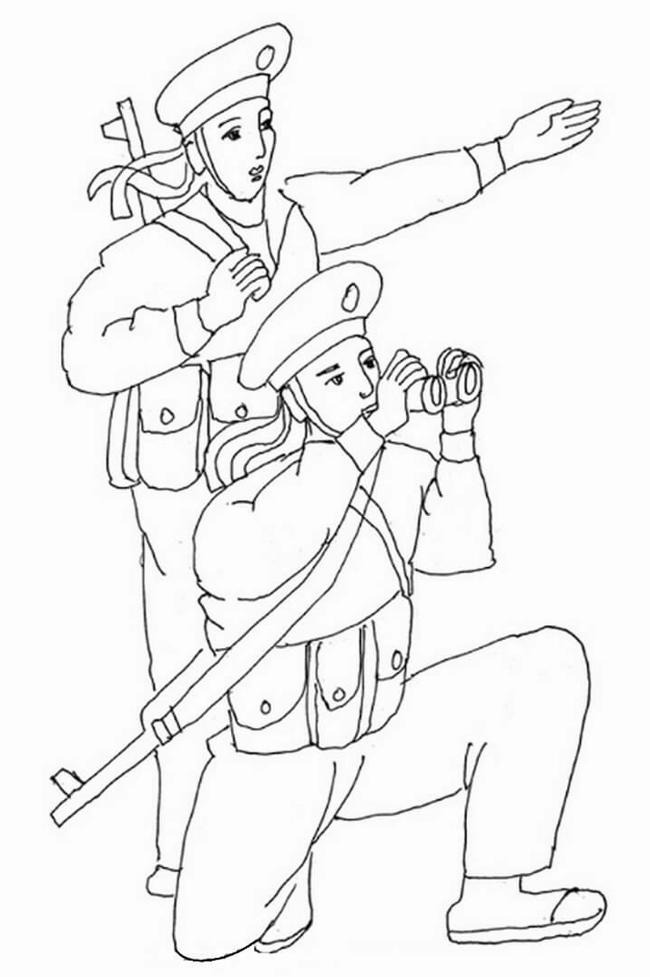 Bộ sưu tập 32 tranh tô màu quần áo chú bộ đội đẹp và ý nghĩa cho bé