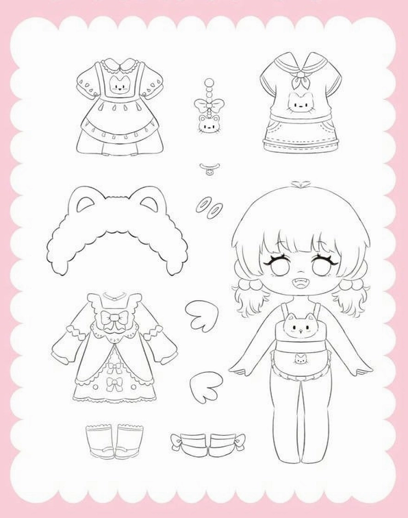 Bộ sưu tập tranh tô màu búp bê đa dạng trang phục và kiểu tóc