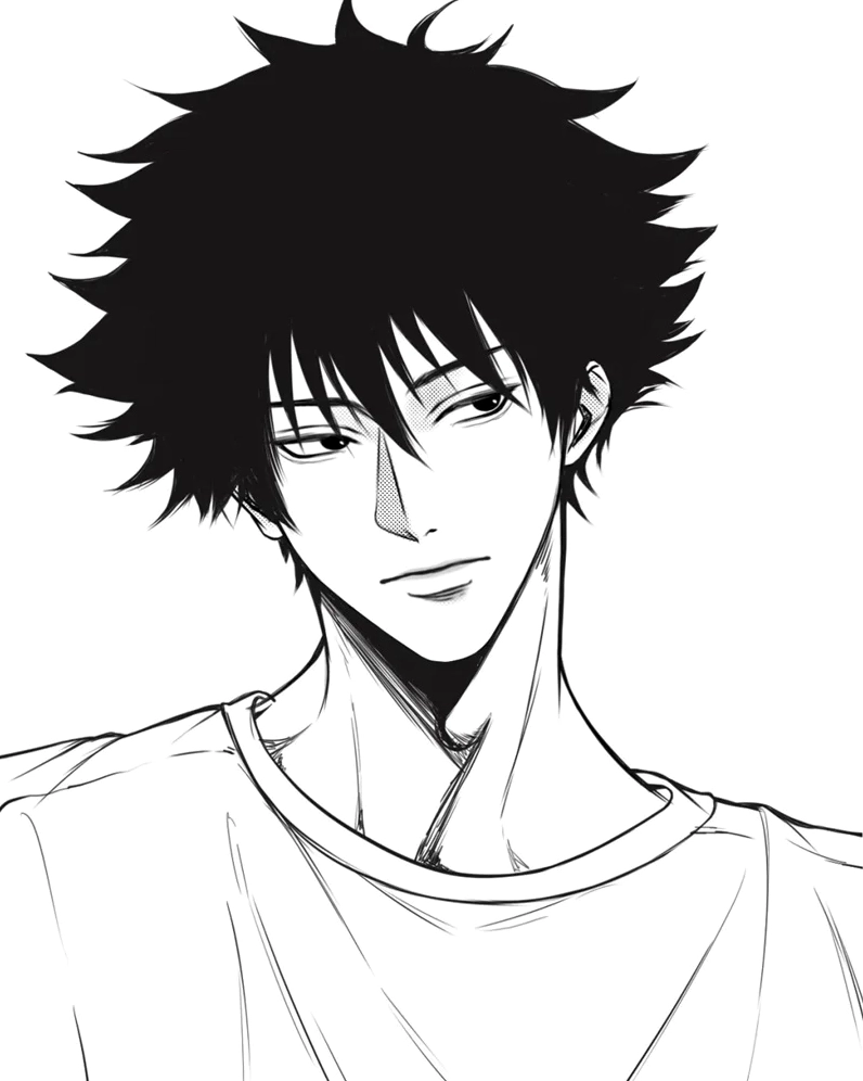 Bức ảnh Megumi Fushiguro đen trắng nghệ thuật