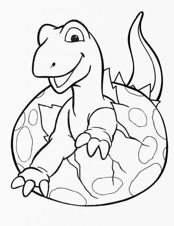 Bức tô màu khủng long đáng yêu con nhỏ bé