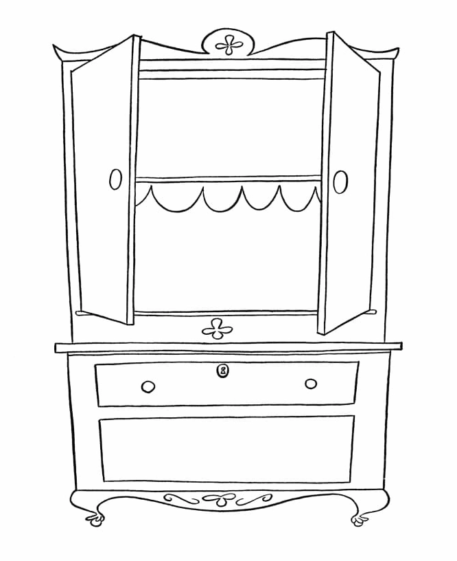 Bức tranh tô màu cái tủ gỗ đẹp và tinh tế