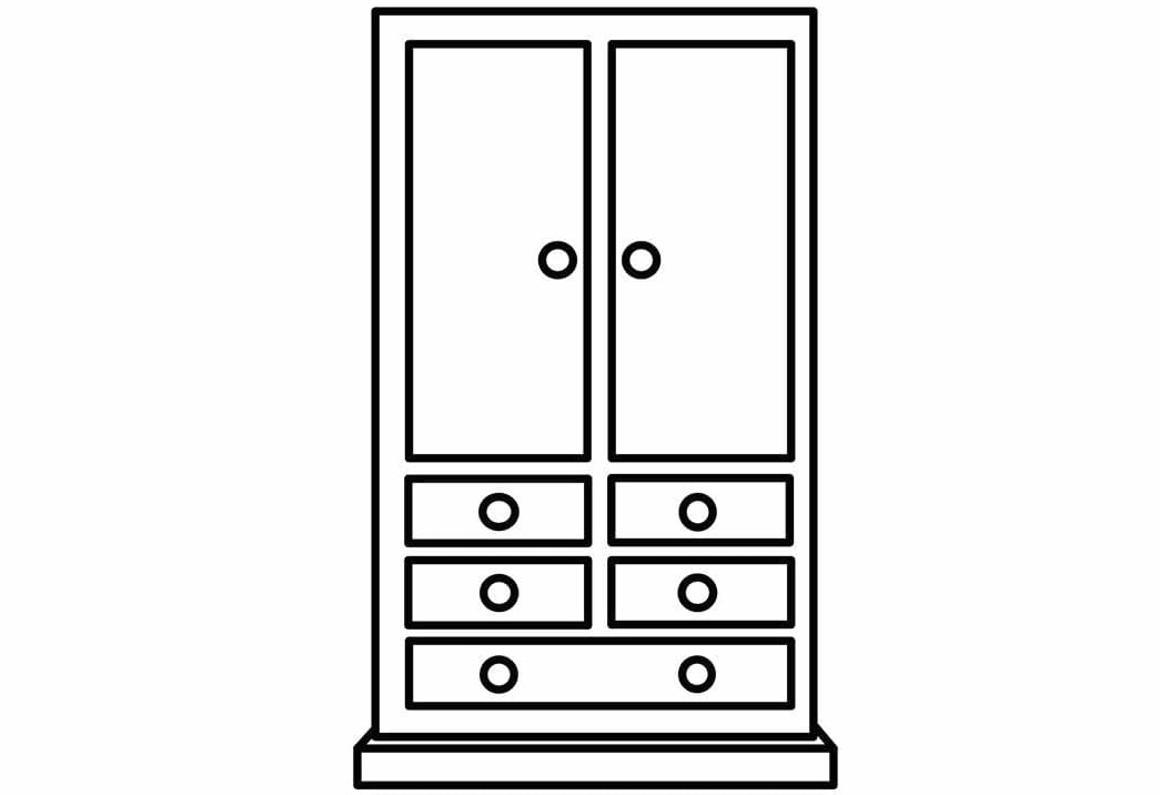 Bức tranh tô màu cái tủ rất đơn giản cho bé tập tô