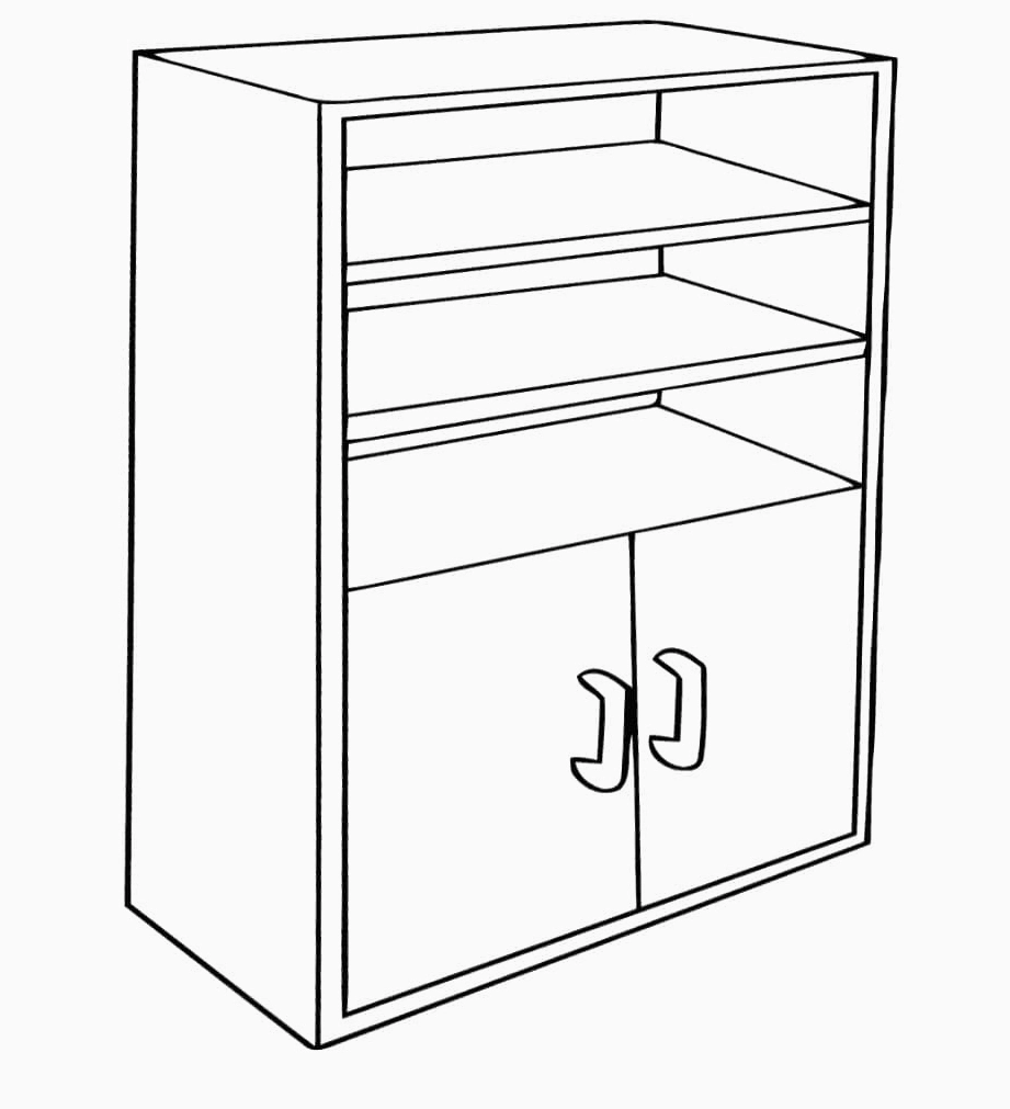 Bức tranh tô màu cái tủ trống chờ bé sáng tạo