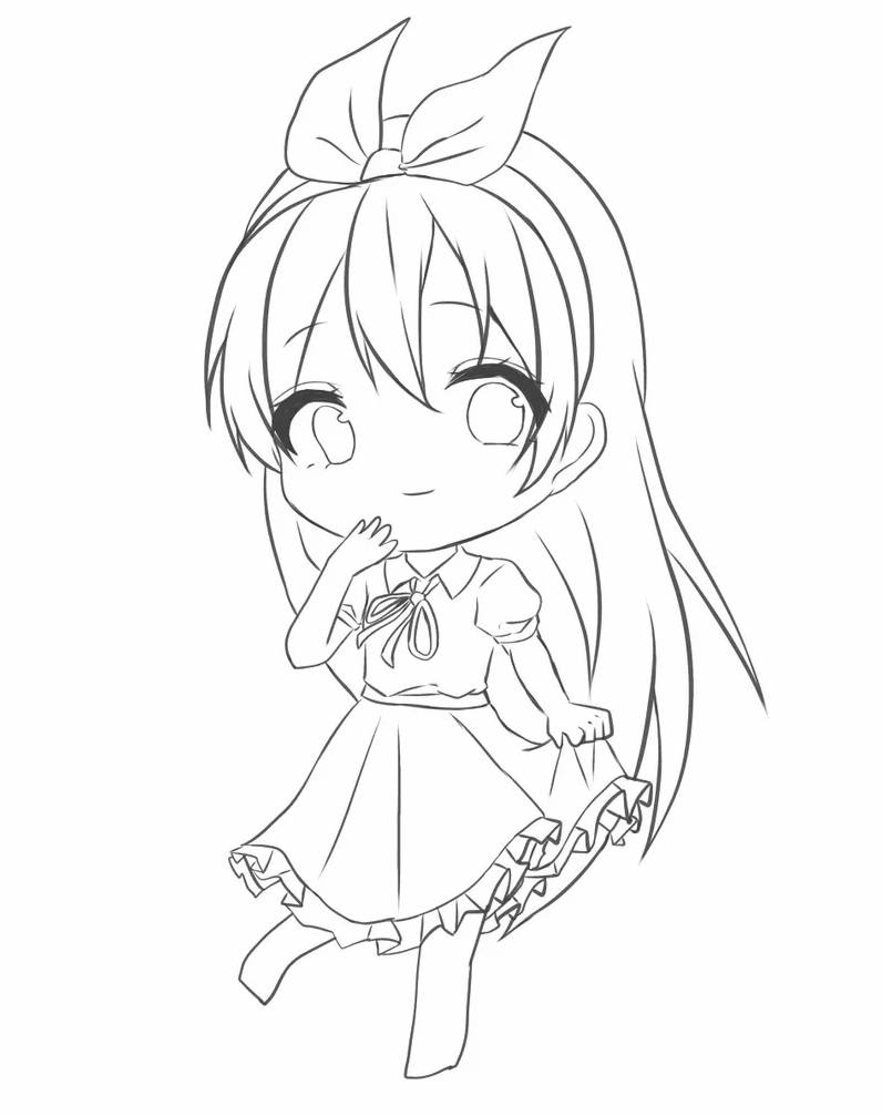 Bức tranh tô màu em bé gái đơn giản với nét vẽ to rõ ràng dành cho bé mới tập tô