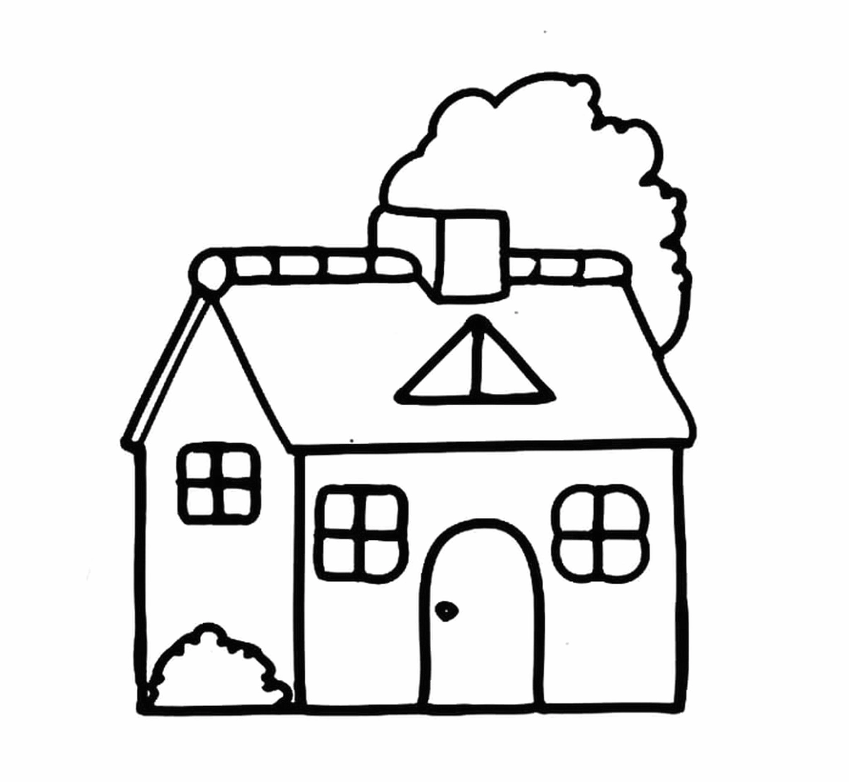 Bức tranh tô màu ngôi nhà biệt thự đơn giản số 1 cho bé mầm non