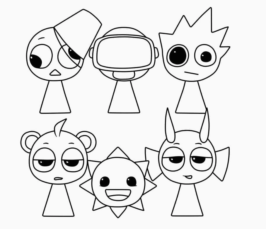 Bức tranh tô màu nhân vật Sprunki ngộ nghĩnh