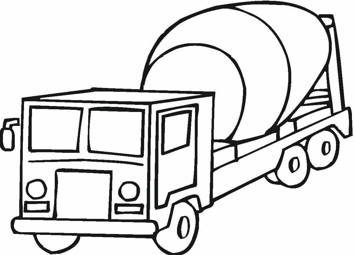 Bức tranh tô màu xe trộn xi măng với chiếc thùng quay khổng lồ đầy thú vị
