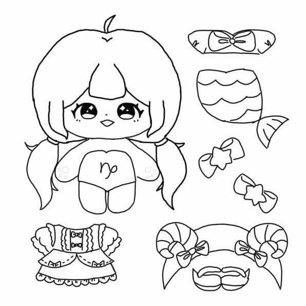 Búp bê giấy với trang phục đơn giản lý tưởng cho bé thực hành tô màu cơ bản