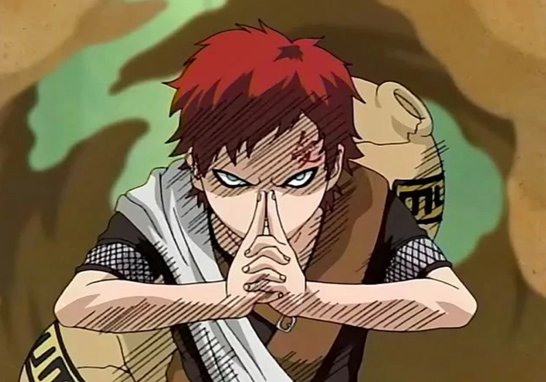 Các nhẫn thuật của Gaara được thể hiện qua nét vẽ anime
