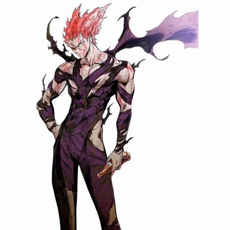 Chân dung anime garou với mái tóc vuốt ngược bồng bềnh