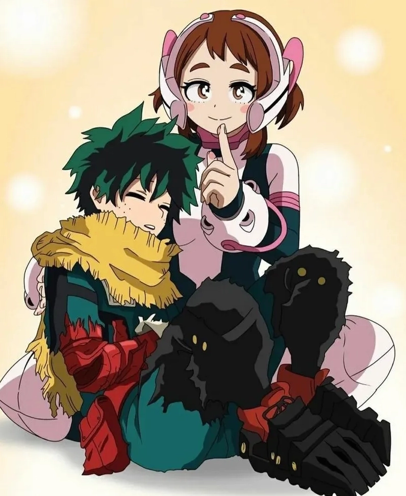 Deku x Ochako cute được fan mô tả qua ảnh chibi ảnh nắm tay tặng quà