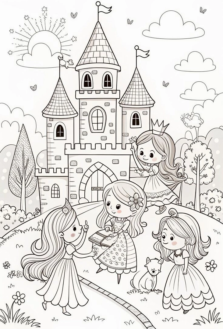 Hình ảnh búp bê giấy và nhiều kiểu váy đầm trang phục dự tiệc tinh tế