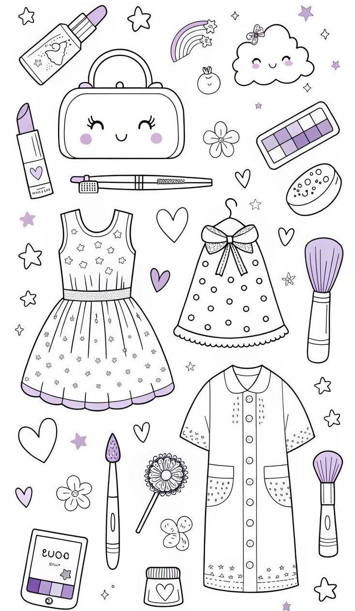 Hình ảnh búp bê và các kiểu trang phục đa dạng như váy yếm áo thun quần jean