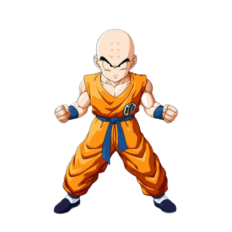 Hình ảnh chân dung nhân vật anime krillin với biểu cảm hài hước quen thuộc