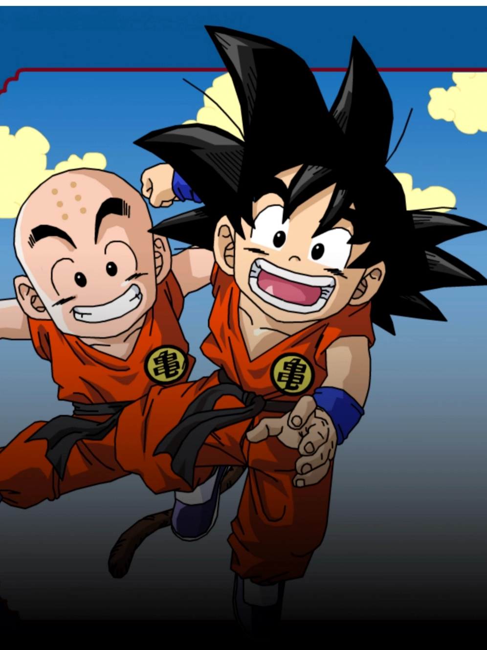 Hình ảnh kỉ niệm Goku and Krillin tình bạn sâu sắc từ thuở nhỏ rèn luyện gian khổ