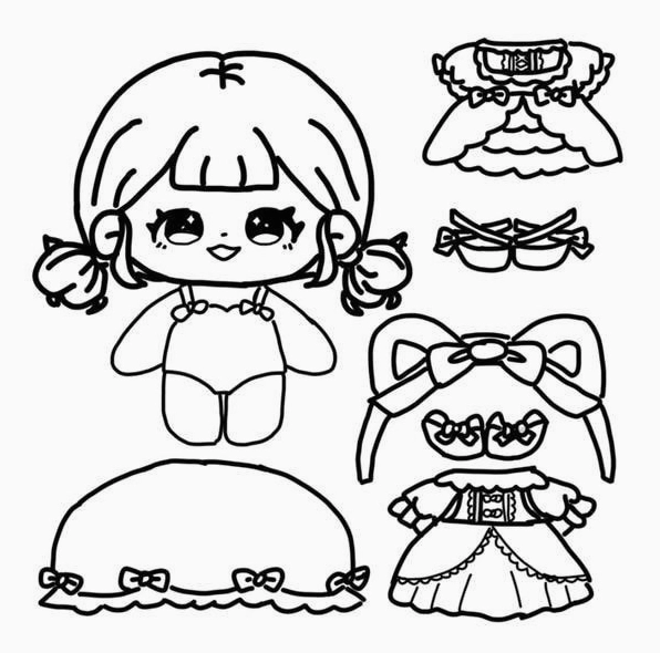 Hình ảnh minh họa các mẫu tranh tô màu búp bê khác nhau