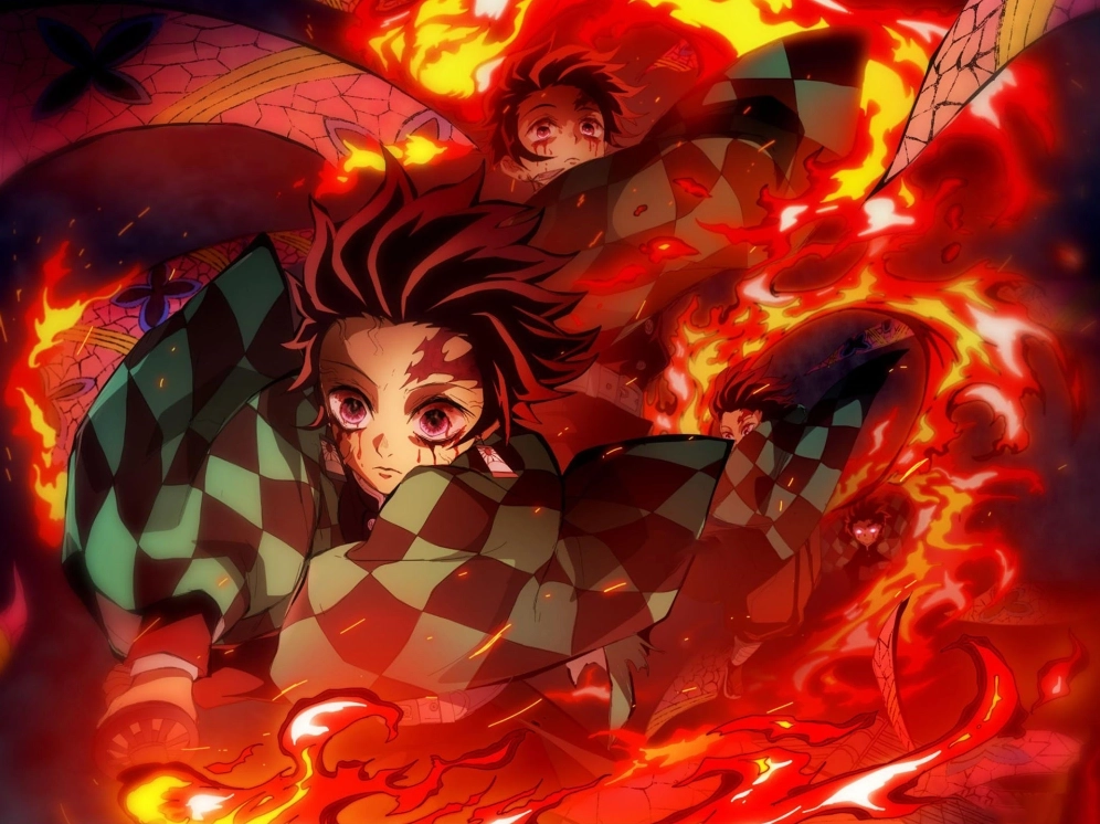 Hình Tanjiro mạnh mẽ sẵn sàng chiến đấu