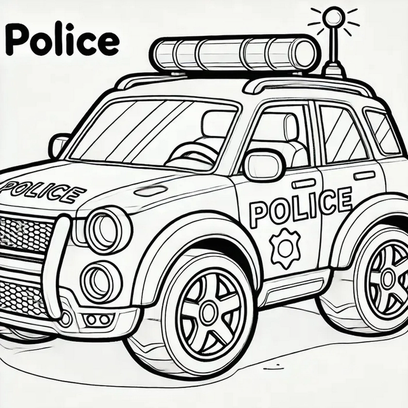 Hình tập tô màu ô tô cảnh sát đang làm nhiệm vụ 7