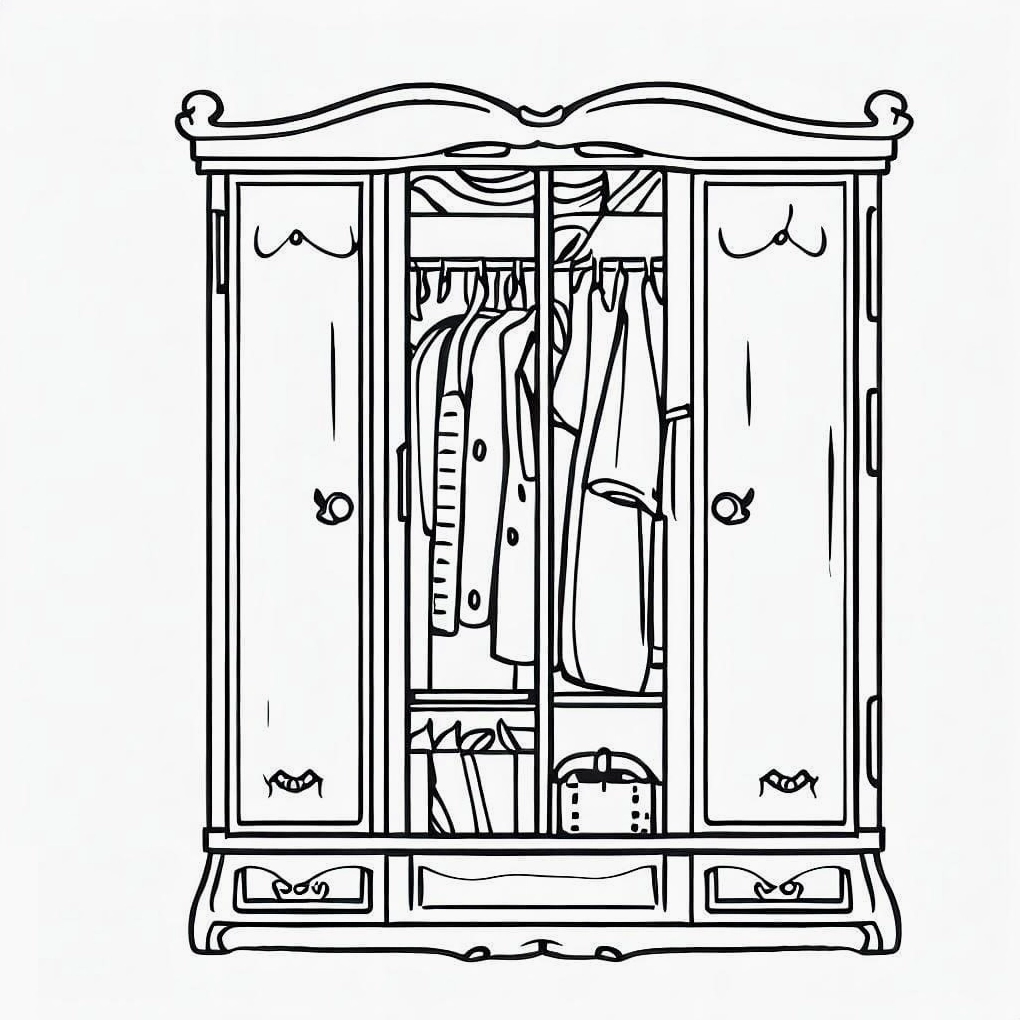 Hình tô màu cái tủ quần áo đẹp sang trọng