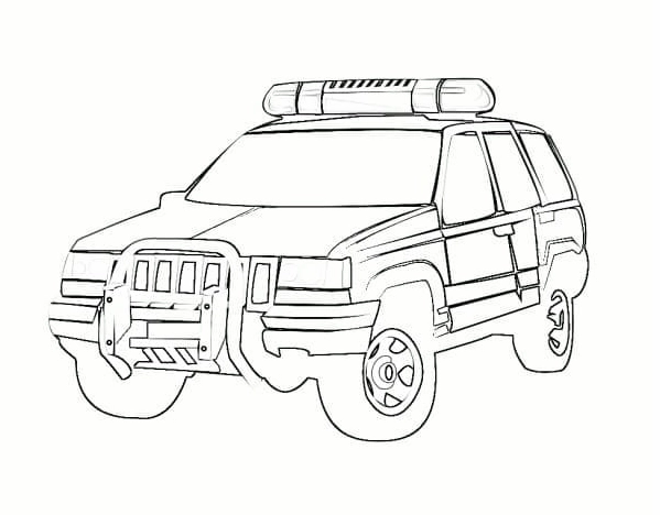 Hình tô màu ô tô cảnh sát cho bé tập tô