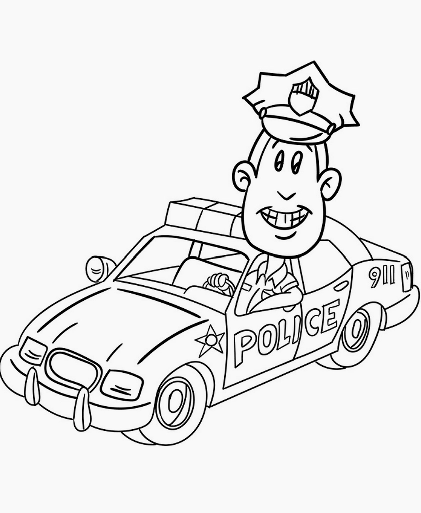 Hình tô màu ô tô cảnh sát đang làm nhiệm vụ 3