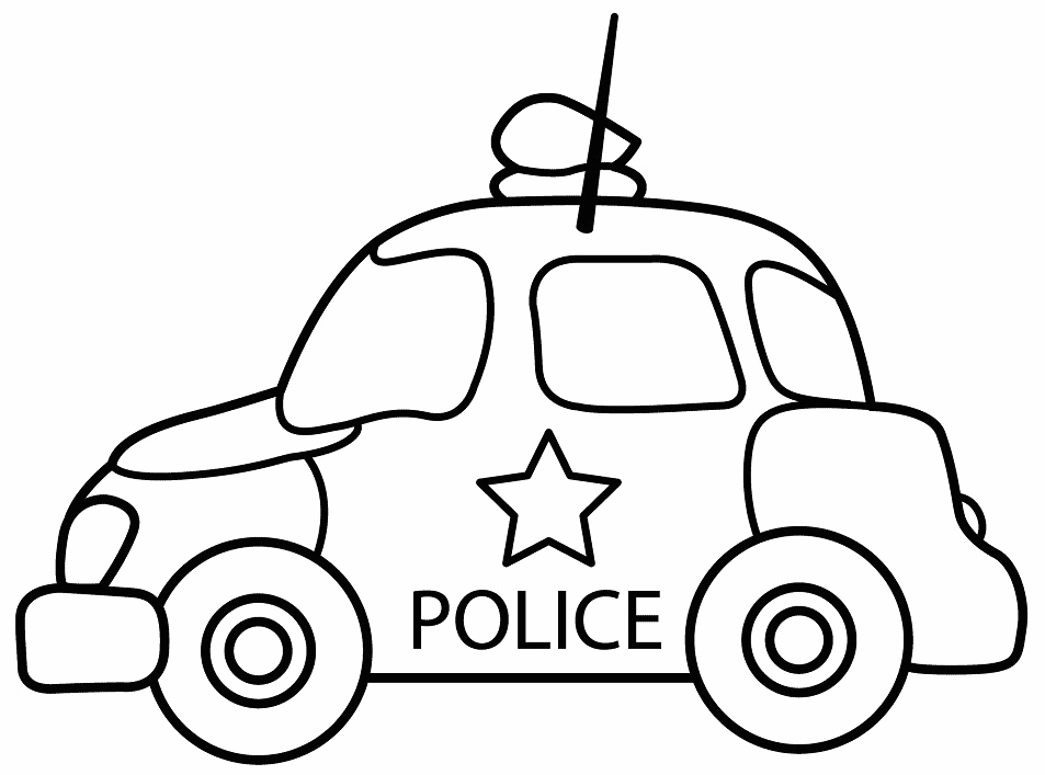 Hình tô màu ô tô cảnh sát đáng yêu