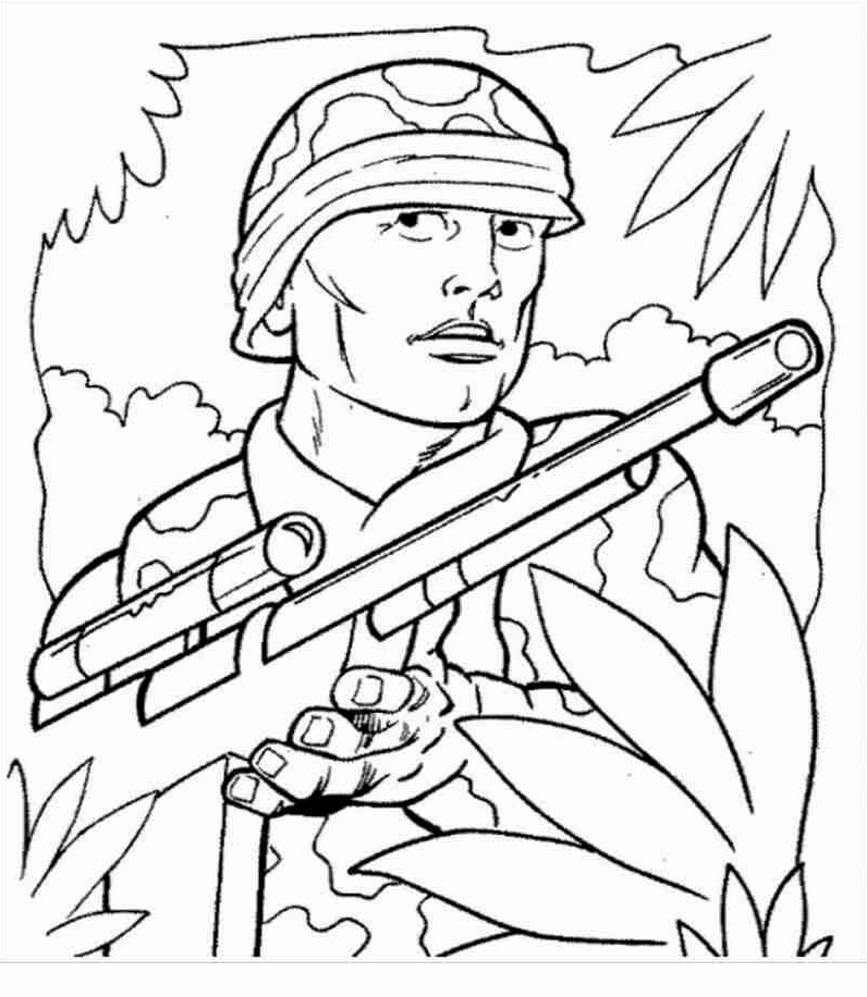 Hình tô màu quần áo chú bộ đội hành động nhanh nhẹn