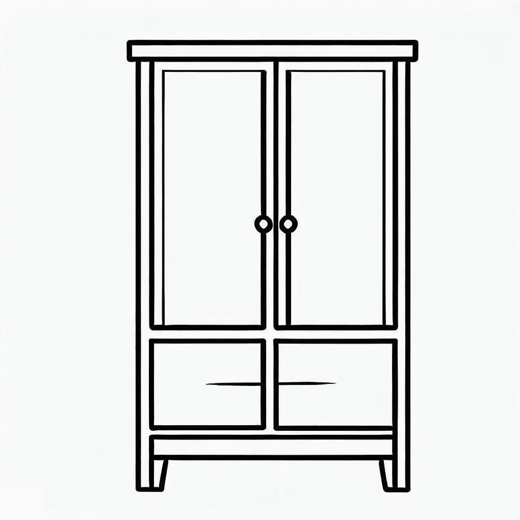 Hình tô màu tủ quần áo đơn giản cho bé mầm non