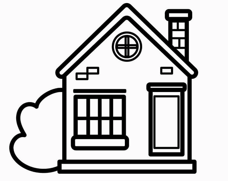 hình tranh tô màu ngôi nhà đơn giản