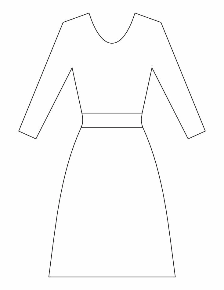 hình tranh tô màu váy bé gái thiết kế đơn giản dễ tô