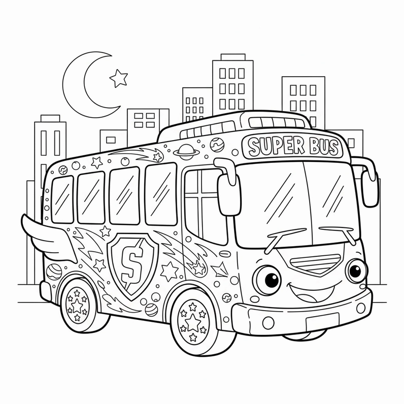 Hình Xe Khách tô màu đơn giản, dễ in