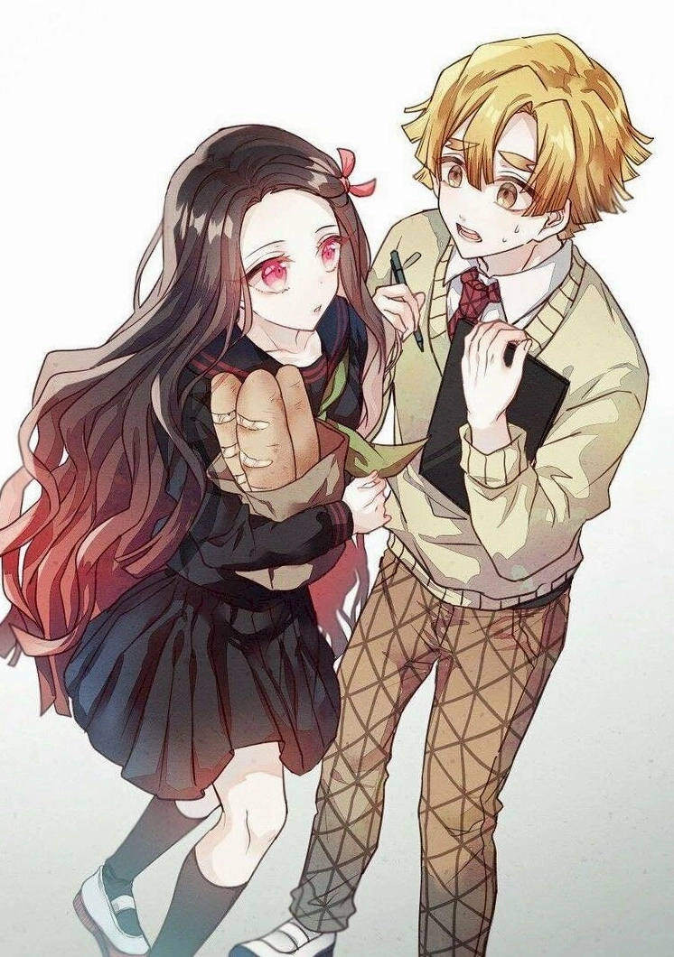 Kamado Nezuko và Zenitsu đồng hành chiến đấu bên nhau